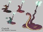  alorix card cericill_the_serpent_scorceress clothing concept_art female feral hat magic red_eyes reptile scalie snake staff tarot_cards veil 