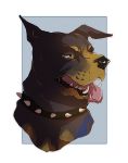  2017 black-lips black_nose canine collar digital_media_(artwork) dog feral mammal open_mouth ravoilie simple_background solo teeth tongue yellow_eyes 