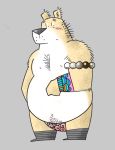 2016 anthro blush clothing humanoid_hands male mammal overweight overweight_male simple_background solo toukurou underwear ursine 