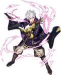  book cape fire_emblem fire_emblem:_kakusei fire_emblem_heroes fujiwara_ryo full_body gloves highres hood magic magic_circle male_focus male_my_unit_(fire_emblem:_kakusei) my_unit_(fire_emblem:_kakusei) official_art solo transparent_background white_hair yellow_eyes 