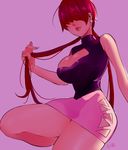  1girl blush breasts cleavage king_of_fighters large_breasts pixiv_manga_sample red_hair shermie_(kof) solo 