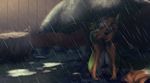  animated anthro bulge canine clothing fur hair male mammal open_mouth raining sitting solo tanks_(artist) tight_clothing umbrella 