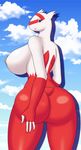  2017 anthro anthrofied big_breasts big_butt breasts butt cloud deadpliss female hand_on_butt invalid_tag latias legendary_pok&eacute;mon looking_back nintendo nipples nude pok&eacute;mon pok&eacute;morph pose pussy side_boob sky smile solo video_games 