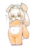  artist_request furry green_eyes long_hair open_mouth plush white_hair 