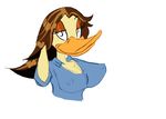  anthro avian big_breasts bird breasts clothing duck feathers female footwear looking_at_viewer nude platform_footwear simple_background solo the_looney_tunes_show tina_russo warner_bros. white_background 
