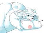  artist_request breasts furry long_hair nipples nude polar_bear teal_eyes white_hair 