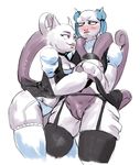  anthro blush breasts choker clothed clothing embarrassed evolution exhibitionism legendary legendary_pok&eacute;mon legwear maid_uniform mammal mega_evolution mega_mewtwo mega_mewtwo_x mega_mewtwo_y navel nintendo panties pok&eacute;mon pussy redfred ribbons small_breasts thigh thigh_highs underwear uniform video_games 