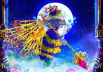  amazing_background arthropod bee blue_exoskeleton clothing detailed_background female insect insect_wings kirby_(series) moon nintendo purple_eyes queen_sectonia skirt solo staff starscape stinger tiger1245 video_games wings yellow_exoskeleton 