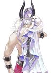  1boy 1girl asterios_(fate/grand_order) bare_shoulders carrying dress earrings euryale fate/grand_order fate/hollow_ataraxia fate_(series) frills grey_hair hairband horns jewelry long_hair purple_eyes purple_hair red_eyes topless twintails very_long_hair 
