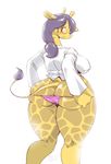  artist_request ass black_eyes furry giraffe glasses panties purple_hair 