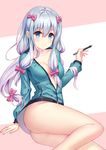  aaeru bottomless cleavage eromanga-sensei izumi_sagiri no_bra open_shirt 