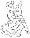  anthro bea_(nitw) breasts clothed clothing female looking_at_viewer monochrome night_in_the_woods pose shawnthegirl skimpy smoking solo 