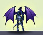  2017 anthro armor balls claws clothing digital_media_(artwork) dragon hair helmet horn invalid_tag male nude penis scalie simple_background smile solo standing wings 