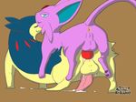  2017 3rd_party_watermark anal anal_penetration animal_genitalia animal_penis anus balls brown_background butt canine canine_penis cum cum_in_ass cum_inside cum_while_penetrated digital_media_(artwork) duo eeveelution erection espeon fan_character feral feral_on_feral foggypaws fraizie_(character) from_behind_position fur knot looking_back male male/male mammal nintendo orgasm penetration penis pok&eacute;mon pok&eacute;mon_art_academy rear_view sex simple_background smile spread_legs spreading tapering_penis typhlosion video_games watermark 