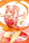  bad_id bad_pixiv_id breastplate circlet fire fire_emblem fire_emblem_echoes:_mou_hitori_no_eiyuuou gloves highres long_hair mae_(fire_emblem) nana_shibata_(tamjaopa) pink_eyes pink_hair simple_background solo teeth twintails upper_body white_background 