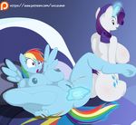  2017 anal anal_penetration anthro anthrofied anus areola big_breasts breasts el-loko equine female friendship_is_magic horn magic mammal my_little_pony nipples orgasm pegasus penetration pussy rainbow_dash_(mlp) rarity_(mlp) sex_toy unicorn wings 