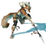  action_pose anthro canine female fur mammal melee_weapon polearm shadow simple_background spear tribal unknown_artist weapon white_background 