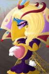  &lt;3 arthropod bee blonde_hair cherriloid crown female grey_background hair insect insect_wings kirby_(series) nintendo purple_eyes purple_sclera queen_sectonia simple_background solo video_games wings 