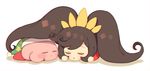  ashley_(warioware) black_hair blush chibi closed_eyes company_connection copy_ability crossover dress hairband kirby kirby_(series) long_hair lying on_stomach sleeping super_smash_bros. twintails warioware wusagi2 yellow_hairband 