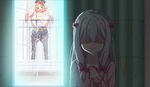  2girls balcony barefoot black_hair blonde_hair blush bow brown_eyes clothed_male_nude_female commentary_request crying cum cum_in_pussy cum_on_glass curtains double_v drill_hair ejaculation eromanga_sensei fucked_silly hair_bow hairband hetero izumi_masamune izumi_sagiri long_hair long_legs multiple_girls netorare no_eyes nose_blush nude open_mouth pants_down penis pink_bow railing red_bow reverse_suspended_congress sex shaded_face shirtless silver_hair tears v v_over_eye vaginal window yamada_elf yutsuki_ryou 