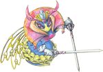  &lt;3 alpha_channel arthropod bee blue_exoskelton clothing crown floating_hands gloves insect insect_wings melee_weapon purple_eyes skirt sword weapon wings wolfwrathknight yellow_exoskeleton 