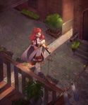  arm_guards armor bangs black_legwear breastplate cape celica_(fire_emblem) detached_collar earrings fingerless_gloves fire_emblem fire_emblem_echoes:_mou_hitori_no_eiyuuou fire_emblem_gaiden gloves hair_ornament holding holding_weapon jewelry lijupy outdoors red_eyes red_hair smile sword thighhighs tiara walking weapon zettai_ryouiki 