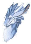  blue_eyes blue_fur bust_(disambiguation) deanosaior dragon fur furred_dragon horn simple_background smile white_background 