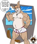  belly big_biceps big_ears boxers_(clothing) brown_fur buckteeth bulge clothed clothing cute deadanthro earclip english_text flexing fluffy fur grey_eyes hair jewelry lagomorph male mammal musclegut muscular muscular_male necklace nepomuk_(character) nipples overweight pecs pose rabbit short_hair slightly_chubby solo standing teeth text underwear whiskers 
