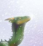  day deanosaior dragon feral green_scales horn outside scales smooth_horn snow snowing solo yellow_eyes 
