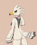  anthro avian bird breasts breath_of_the_wild butt cooliehigh crossgender feathers looking_back male nintendo rito side_boob teba_(zelda) the_legend_of_zelda video_games yellow_eyes 