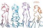  2017 alternate_species angry anthro blush breasts canine chest_tuft clovis_(twokinds) crossgender dog ears_back embarrassed evals featureless_breasts featureless_crotch feline flirting fox fur furrification gender_transformation gloves_(marking) hand_on_hip hand_on_tail hybrid keidran lineup looking_back mammal markings mike_(twokinds) monochrome nude ponytail side_view simple_background sketch small_breasts smile striped_fur stripes tiger tom_fischbach trace_legacy transformation tuft twokinds webcomic white_background wolf 