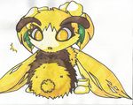  arthropod bee blonde_hair broken-hedgehog brown_fur dandelion_(broken-hedgehog) fan_character floating_hands fur hair insect insect_wings kirby_(series) nintendo simple_background stinger torn_wings video_games white_background wings yellow_eyes yellow_fur 