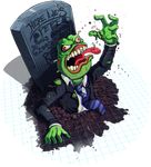  amphibian frog grave male open_mouth pepe_the_frog shadman solo tongue tongue_out undead 