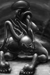  alien alien_(franchise) big_butt big_feet breasts butt edit female monochrome nihilophant presenting presenting_hindquarters xenomorph 