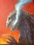  bob_eggleton dinosaur giant_monster godzilla godzilla_(series) kaijuu monster mutant shin_godzilla smoke toho_(film_company) 