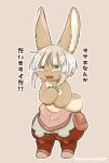  1girl brown_eyes furry kawasemi27 made_in_abyss nanachi_(made_in_abyss) rabbit short_hair solo white_hair 