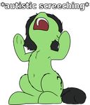  angry biped black_hair cutie_mark equine eyes_closed fan_character filly_anon floppy_ears fur green_eyes green_fur hair mammal my_little_pony navel open_mouth squirrelette tongue 
