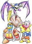  angry armor asmallone avian bandana_waddle_dee bandanna bat_wings bird black_eyes blue_body clothing galaxia group hammer king_dedede kirby kirby_(series) mask melee_weapon membranous_wings meta_knight nintendo no_pupils pauldron penguin polearm robe rosy_cheeks scared simple_background spear star sword tools traditional_media_(artwork) video_games waddling_head warp_star weapon white_background wings yellow_eyes 