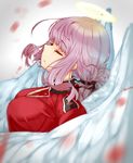  angel_wings braid closed_eyes coat fate/grand_order fate_(series) florence_nightingale_(fate/grand_order) halo highres pink_hair profile red_coat solo wings yaminabe_(yam1_nabe) 