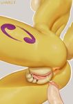  2017 anthro anus breasts butt cum cum_string cum_trail digimon disembodied_penis female fur humanoid_penis male nude penis plump_labia pussy renamon simple_background solo_focus tattoo wolvalix yellow_fur 