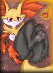  &lt;3 2017 3_toes 4_fingers anthro anus areola barefoot big_breasts big_butt black_fur black_nose blush braixen breasts butt butt_focus canine claws delphox digital_media_(artwork) e-01 erect_nipples eyebrows eyelashes feet female fire foot_fetish fox fur hair hi_res inner_ear_fluff looking_at_viewer looking_back lying mammal multicolored_fur nintendo nipples nude orange_fur pawpads paws pink_nipples pok&eacute;mon pussy red_eyes simple_background smile solo thick_thighs toe_claws toes tuft video_games white_fur yellow_fur 