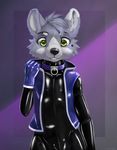  2017 anthro canine clothed clothing cute digital_media_(artwork) fur hair jamesfoxbr lineless lineless_art looking_at_viewer male mammal rubber simple_background smile solo teeth wolf 