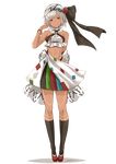  absurdres altera_(fate) alternate_costume bare_arms bare_shoulders breasts dark_skin detached_sleeves fate/grand_order fate_(series) full_body hairband head_tilt highres light_smile looking_at_viewer midriff miniskirt multicolored multicolored_clothes multicolored_skirt navel red_eyes short_hair skirt small_breasts solo tattoo transparent_background white_hair yatsuka_(846) 