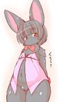  artist_request black_hair brown_eyes flat_chested furry pussy rabbit short_hair uncensored 