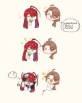  +++ 2girls =_= ahoge brain_freeze brown_hair elizabeth_rose_bloodflame elizabeth_rose_bloodflame_(1st_costume) english_commentary english_text food highres hololive hololive_english ice_cream long_hair multiple_girls open_mouth ponytail red_hair sappysque shaded_face smile spit_take spitting upper_body virtual_youtuber 