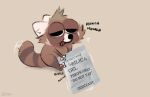  3_fingers 3_toes ailurid anthro black_nose brown_body brown_fur brown_hair cheek_tuft chewing eating facial_tuft feet fingers fur hair half-closed_eyes humor male mammal meme minedoo narrowed_eyes nude open_mouth red_panda simple_background solo sound_effects tail tail_motion tailwag toes toony tuft 