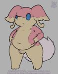  anthro audino badgengar flaccid male nintendo overweight penis pok&eacute;mon simple_background slightly_chubby small_penis solo somnamg uncut video_games 