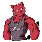  2017 anthro biceps canine clothed clothing fur male mammal muscular red_fur solo waddledox 