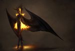  breasts charlottechambers demon digital_media_(artwork) feathered_wings feathers featureless_breasts featureless_crotch female horn solo standing wings 