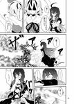 ahoge benizuwai clothes comic covering_mouth dress explosion gradient_hair greyscale hand_on_another's_shoulder hand_over_own_mouth hijiri_byakuren holding_clothes long_hair long_sleeves monochrome multicolored_hair multiple_girls reaching_out toramaru_shou touhou translated two-tone_hair 